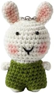 Handmade Crochet Bunny Keychain - Cute Amigurumi Rabbit Bag Charm, Soft Plush Accessory for Kids & Adults